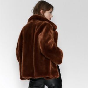 Zara Deep Brown Teddy Jacket